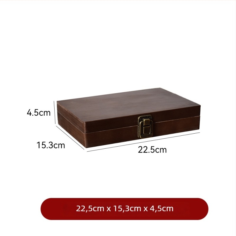 Fából készült asztali ékszerdoboz fedéllel, láncok és gyűrűk tárolására, modern minimalista stílus, geometriai mintázat, kapacitás 0.5