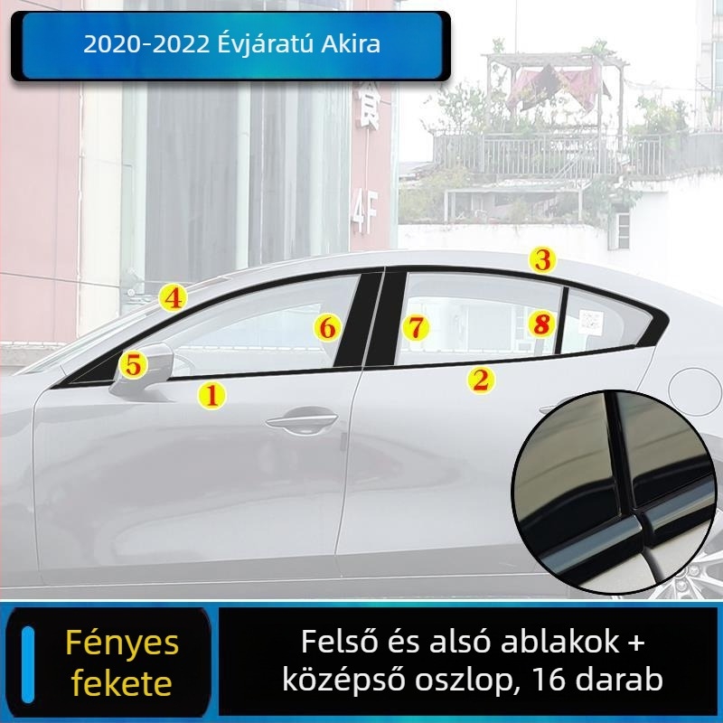 Mazda 3 Axela Ablaktrim-Készlet, 2014–2023, Ajtókeret Díszcsíkok