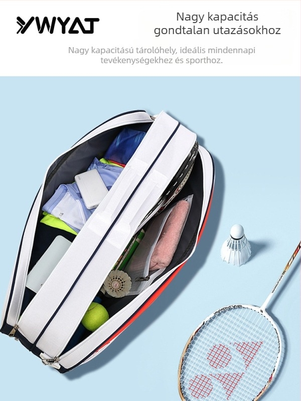 Sporttáska badminton és tenisz felszereléshez, nagy kapacitású, külön rekesz a rakétának, vászon és poliészter anyag, YWYAT márka