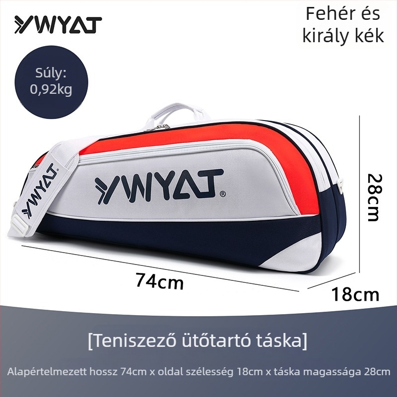 Sporttáska badminton és tenisz felszereléshez, nagy kapacitású, külön rekesz a rakétának, vászon és poliészter anyag, YWYAT márka