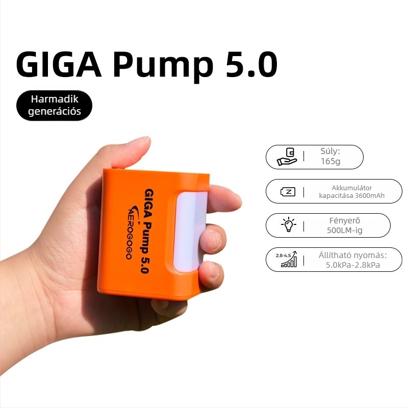 Kültéri mini elektromos levegőpumpa LED világítással, könnyen hordozható, kettős használat: töltés és felfújás, több fúvócsatlakozóval
