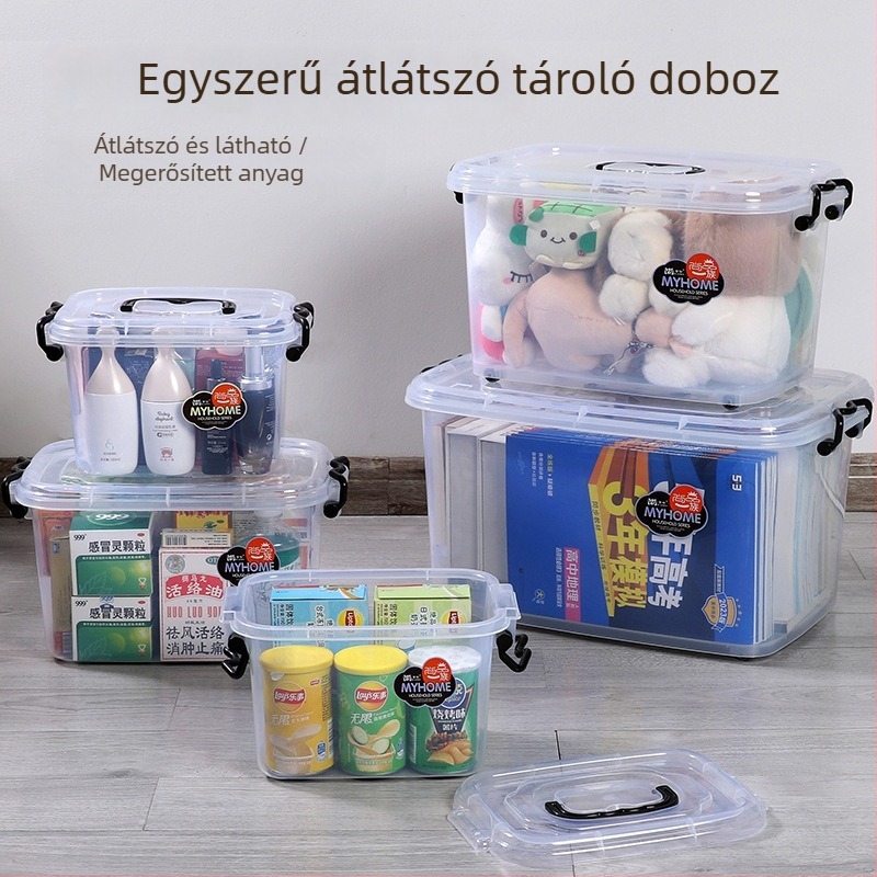 Átlátszó műanyag tároló doboz görgőkkel – hordozható, porálló, többfunkciós, összeszerelés nélkül