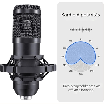 BM700 USB Kondenzátor Mikrofonnal Élő Közvetítéshez Kardioid Mintázat, 20 Hz–20 kHz, SNR ≥85 dB, USB Teljes Készlet