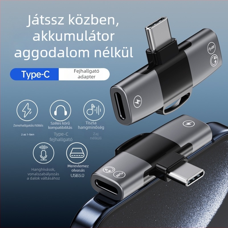 Dual USB-C audióadapter – 2-in-1 a hívásokhoz és zenéhez, vonali vezérlés, külső felvétel, Android-kompatibilis