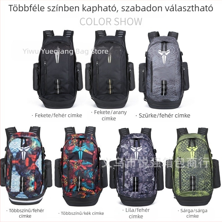 Kobe együttműködéses nagy kapacitású kosárlabda táska – vállpántos, légpárnás hátizsák túrázásra, edzésre és utazáshoz