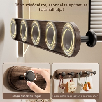 Szívócsészés ajtóhorgok – fúrás nélkül, nehéz teherbírású, ABS anyag, ajtók és ablakokhoz, előszoba/hálószoba tárolás, Dimitro