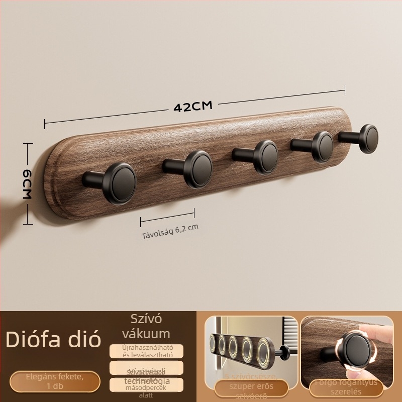 Szívócsészés ajtóhorgok – fúrás nélkül, nehéz teherbírású, ABS anyag, ajtók és ablakokhoz, előszoba/hálószoba tárolás, Dimitro