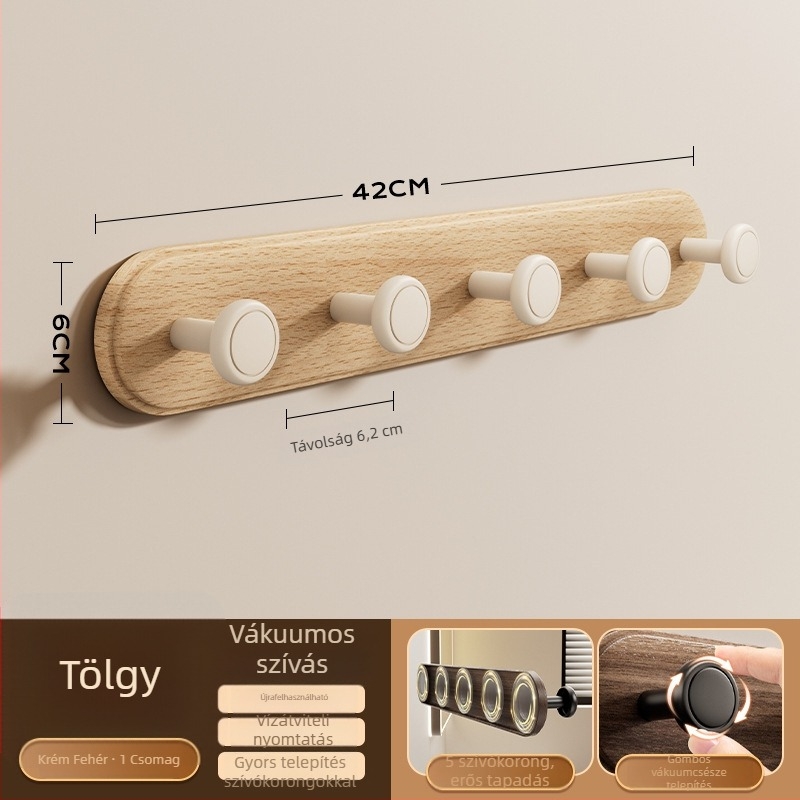 Szívócsészés ajtóhorgok – fúrás nélkül, nehéz teherbírású, ABS anyag, ajtók és ablakokhoz, előszoba/hálószoba tárolás, Dimitro