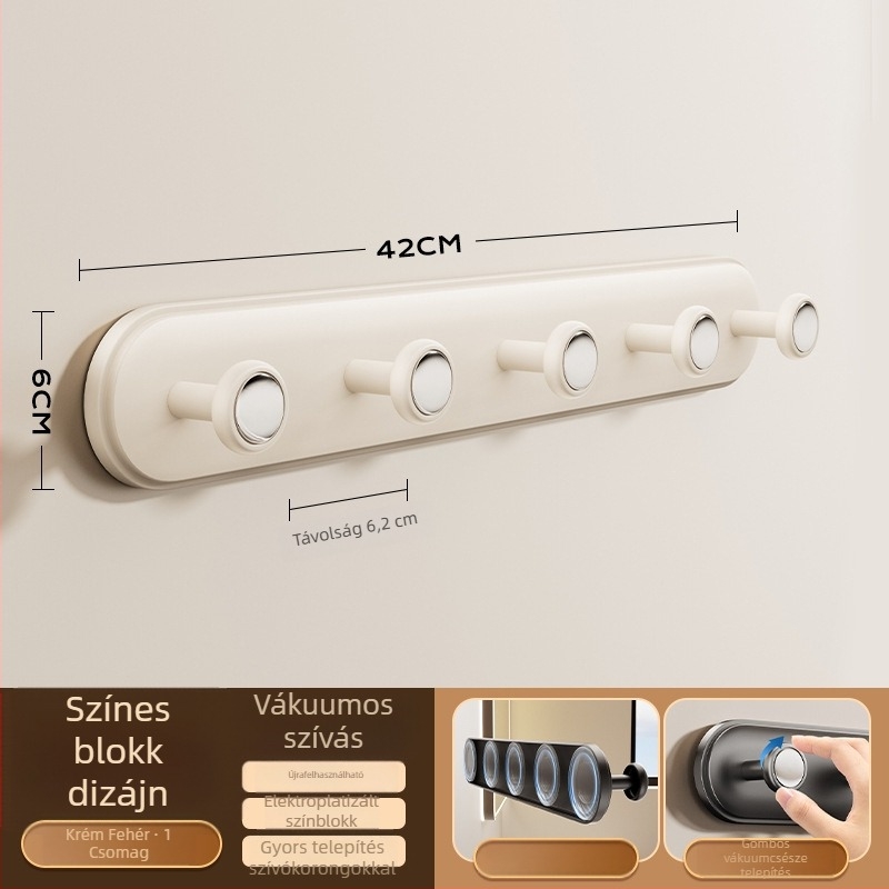 Szívócsészés ajtóhorgok – fúrás nélkül, nehéz teherbírású, ABS anyag, ajtók és ablakokhoz, előszoba/hálószoba tárolás, Dimitro