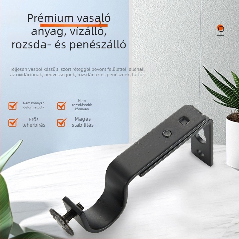 Vasból készült függönyrúd-tartó, vízálló, állítható, modern minimalista dizájn, univerzális tartó