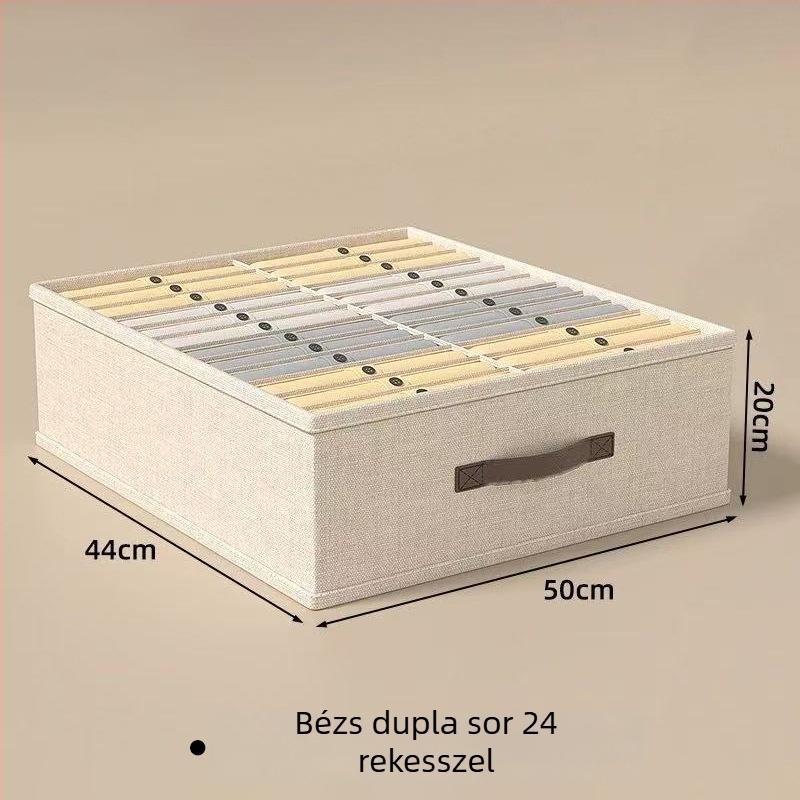 Textil ruhatároló doboz, összecsukható, osztókkal, fedél nélküli, 12 L kapacitás, gardróbhoz