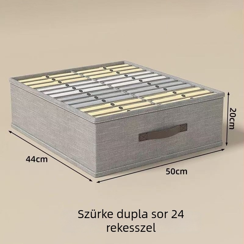 Textil ruhatároló doboz, összecsukható, osztókkal, fedél nélküli, 12 L kapacitás, gardróbhoz