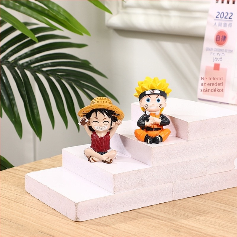 One Piece mini asztali dísz – rajzfilmfigura szintetikus gyantából, átlagos csomagolás, japán stílusú dekoráció
