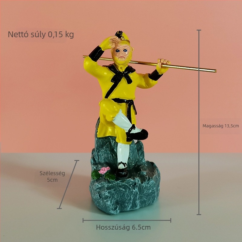 Majomkirály műgyanta figura - az Utazás Nyugat felé ihletése, National Tide stílus; műgyanta kézműves termék, karton csomagolás