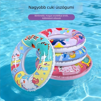 Gyerekeknek szóló úszó gyűrű, Cartoon mintával, környezetbarát PVC, 20 mm vastagság, kézi felfújás
