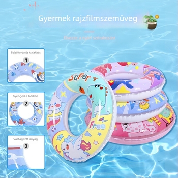 Gyerekeknek szóló úszó gyűrű, Cartoon mintával, környezetbarát PVC, 20 mm vastagság, kézi felfújás