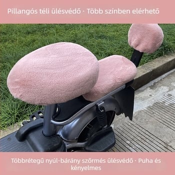 Elektromos kerékpár ülésvédő, plüss anyag, téli használatra, töltő nélkül, logó nélkül