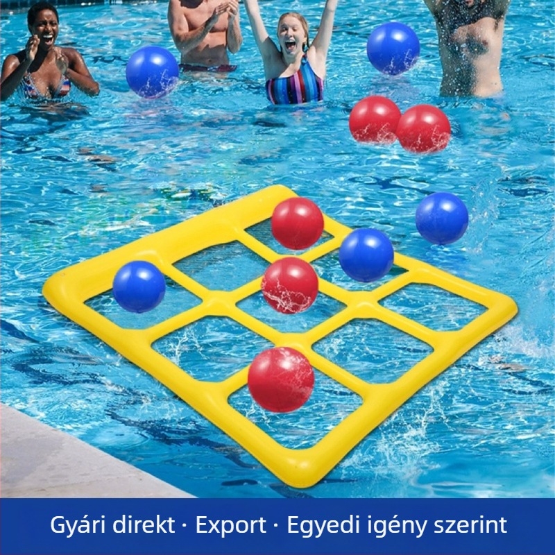 Felfújható PVC kilencnégyzetes dobáló játék kültéri vízi játékhoz – úszható sakk tábla a családi interakcióhoz, 7–14 éveseknek