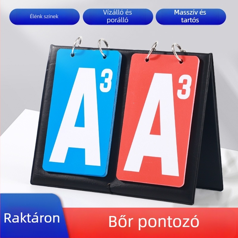 Kártyajátékokhoz készült pontozótábla: két színű számolás, poker pontozó, használható bírói üzemmódban, testreszabható logó, műanyag kivitel.