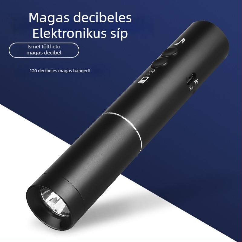 Tulliao alumíniumötvözet elektronikus síp beépített újratölthető zseblámpával – magáncímke licencelt, testreszabás elérhető