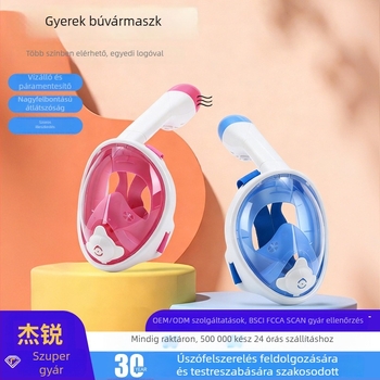 Jierui Gyerekeknek szóló teljes arcú száraz snorkelmaszk, modell C1, anyag: szilikon/PC, anti-fog