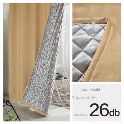 Hangszigetelő függöny hálószoba és nappali számára, quiltelt, 70–90% sötétítés, kender anyag, ezüst bevonat domborított felület