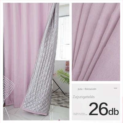 Hangszigetelő függöny hálószoba és nappali számára, quiltelt, 70–90% sötétítés, kender anyag, ezüst bevonat domborított felület