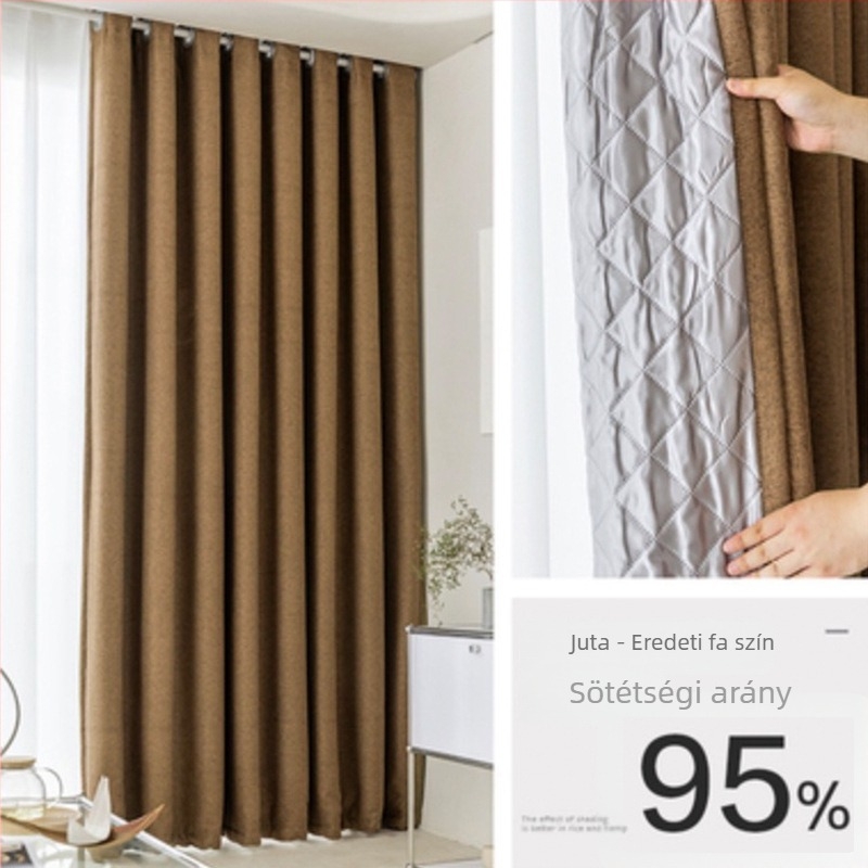 Hangszigetelő függöny hálószoba és nappali számára, quiltelt, 70–90% sötétítés, kender anyag, ezüst bevonat domborított felület