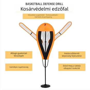 Kosárlabda edzőmanöken állítható magassággal és mozgó karokkal – gumi, fém és poliészter konstrukció; Crown márka