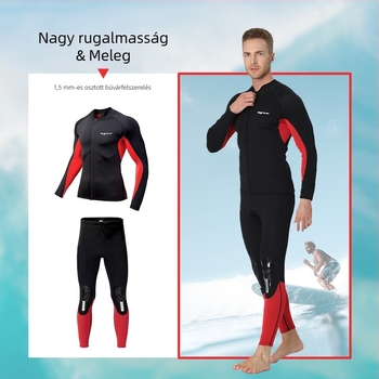 Két részes 1.5 mm-es neoprén-nylon búvárruha – uniszex, meleg a merüléshez és úszáshoz (felső hosszú ujjú + nadrág)