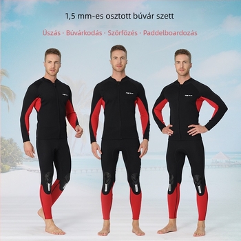 Két részes 1.5 mm-es neoprén-nylon búvárruha – uniszex, meleg a merüléshez és úszáshoz (felső hosszú ujjú + nadrág)