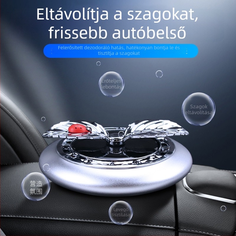 Autóillatosító tartó napelemes működtetéssel, forgó almavirág dizájn, szilárd illatpaszta