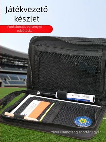 Döntőbíró táska készlet piros és sárga lapokkal, síp, jelölőpapír és marker toll — Oxford vászon, testreszabható, Saiaoty márka, futball edzést segítő