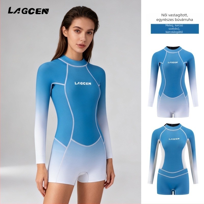 Lagcen női vastagított rövid ujjú neoprenes wetsuit, meleg a szörfözéshez, búvárkodáshoz és snorkelezéshez