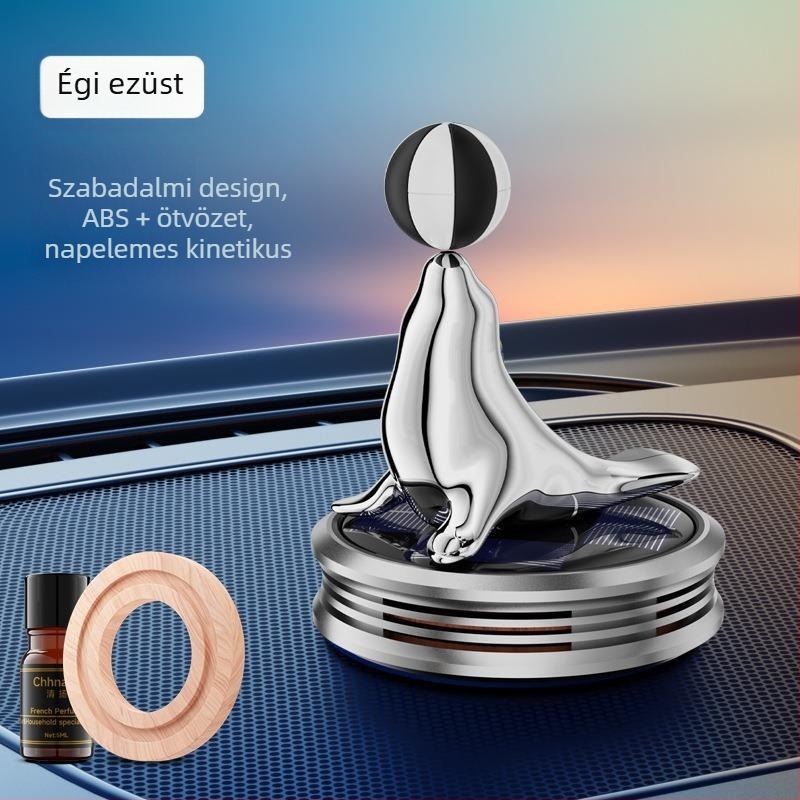 Napsugaros forgó autódekoráció illatosító fóka alakban, 5–10 ml kapacitás, műanyagból, 1–15 napos diffúzió