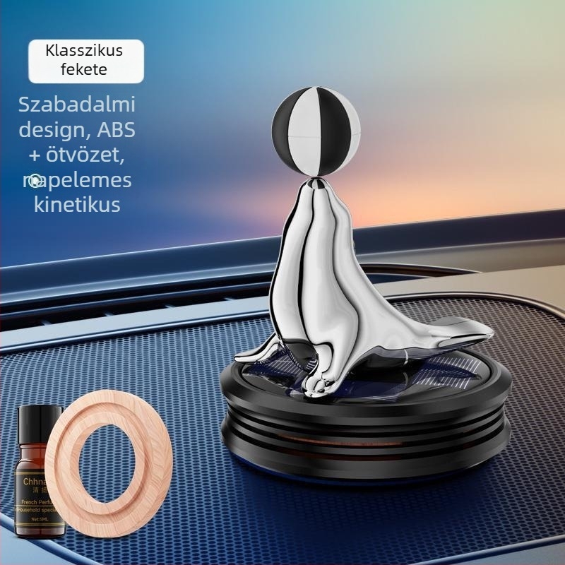Napsugaros forgó autódekoráció illatosító fóka alakban, 5–10 ml kapacitás, műanyagból, 1–15 napos diffúzió