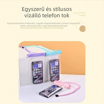 TPU-ból készült vízálló telefontáska, átlátszó és érintőképernyő-kompatibilis, merüléshez, strandhoz és szabadtéri kempingezéshez