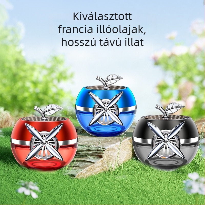 Alma alakú napenergiás forgó illatosító autóhoz, hosszú távú enyhe illat, belső dekoráció.