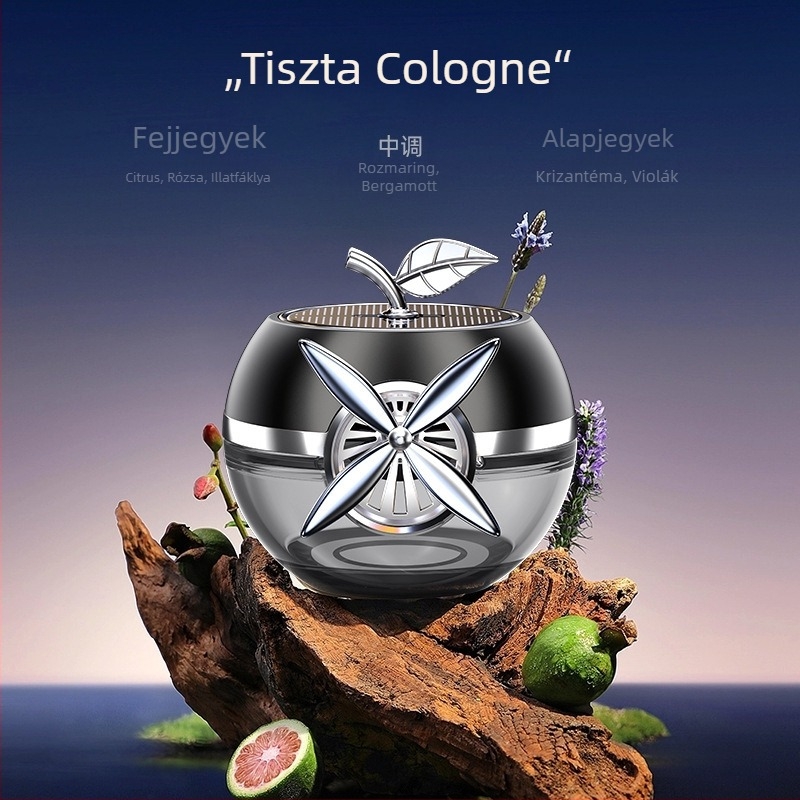 Alma alakú napenergiás forgó illatosító autóhoz, hosszú távú enyhe illat, belső dekoráció.