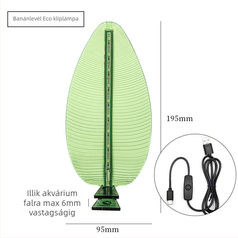 LED akvárium lámpa klipszes, USB tápegység, vízálló, 1W, PC ház