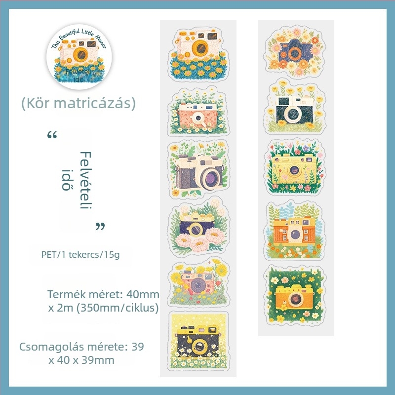 PET kivágott szalag dekorációhoz — aranyos kamerás lány motívum, kollázs a medencénél, napló matricái (Márka: Good day; Stílus: Modern egyszerűség; IP jogosultság: Nem)