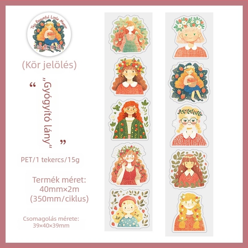 PET kivágott szalag dekorációhoz — aranyos kamerás lány motívum, kollázs a medencénél, napló matricái (Márka: Good day; Stílus: Modern egyszerűség; IP jogosultság: Nem)