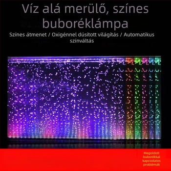 Akvaris LED vízálló színes csík buborékokkal, amelyek színe változik, oxigénellátó és alatti dekoratív világítás