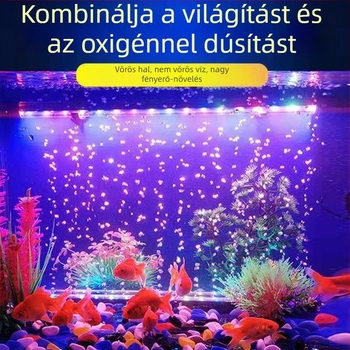 Akvaris LED vízálló színes csík buborékokkal, amelyek színe változik, oxigénellátó és alatti dekoratív világítás
