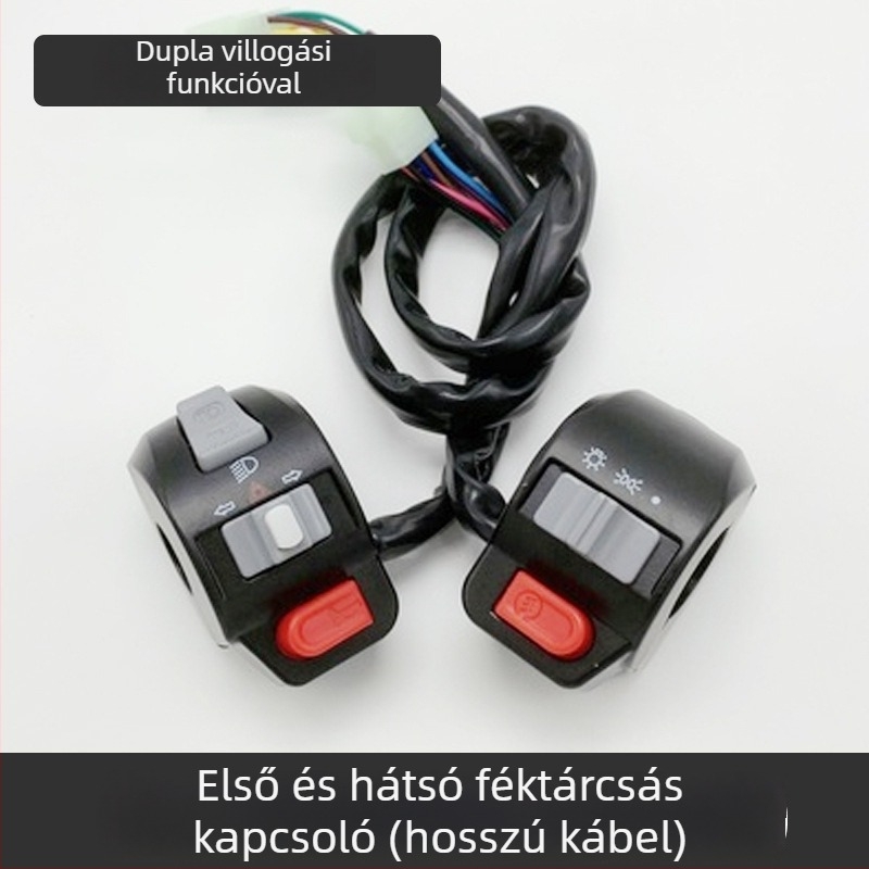Elektromos motorkerékpár kormánykapcsolóval: vészjelzőfények, fényszóró-vezérlés, bal és jobb indexek és kürt