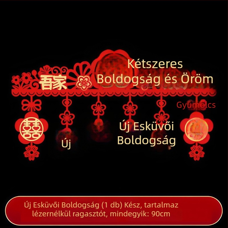 Esküvői ajtódekoráció a vőlegény és a menyasszony számára, flockált textil, PP zacskó, Centenary márka, esküvői kellékek