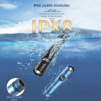 Búvárkodáshoz tervezett LED-es zseblámpa, ultra-fényes, vízálló, újratölthető, mélymerülésekhez és száraz/tengeri használathoz