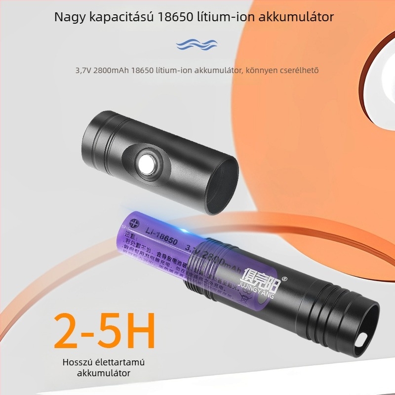 Búvárkodáshoz tervezett LED-es zseblámpa, ultra-fényes, vízálló, újratölthető, mélymerülésekhez és száraz/tengeri használathoz