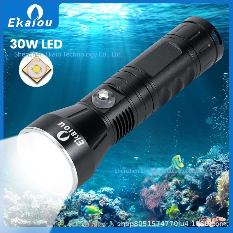 Kézi búvárlámpa, 4000 lm, 20 W LED, 26650 akkumulátor 2000 mAh, IP68, 90° fénysugár, alumíniumötvözet