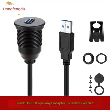 Autóba szerelt, egyportos USB 3.0/2.0 vízálló hosszabbító kábel, férfi–női csatlakozóval, műszerfal számára
